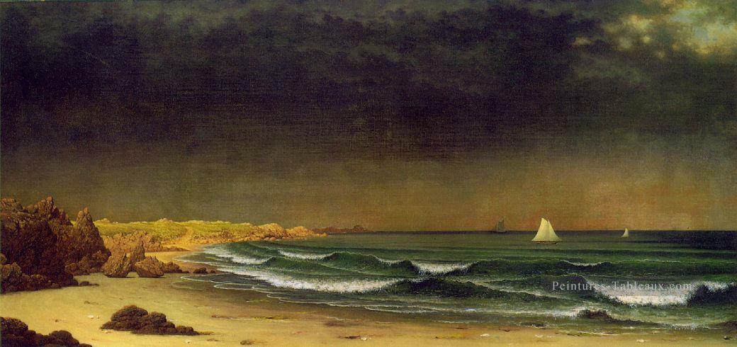 Martin Johnson Heade approche de la plage de la tempête près de Newport Paysage marin Peintures à l'huile